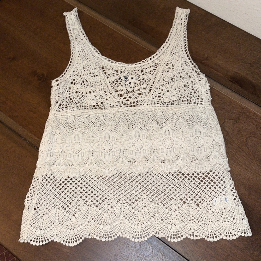 American Eagle Cotton Lace Neutral Top Sz. XS - Picture 1 of 10